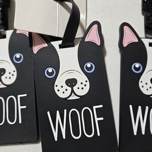 3 Protege Luggage Tags, Black and White Dog Tags, with Boston Terrier Design